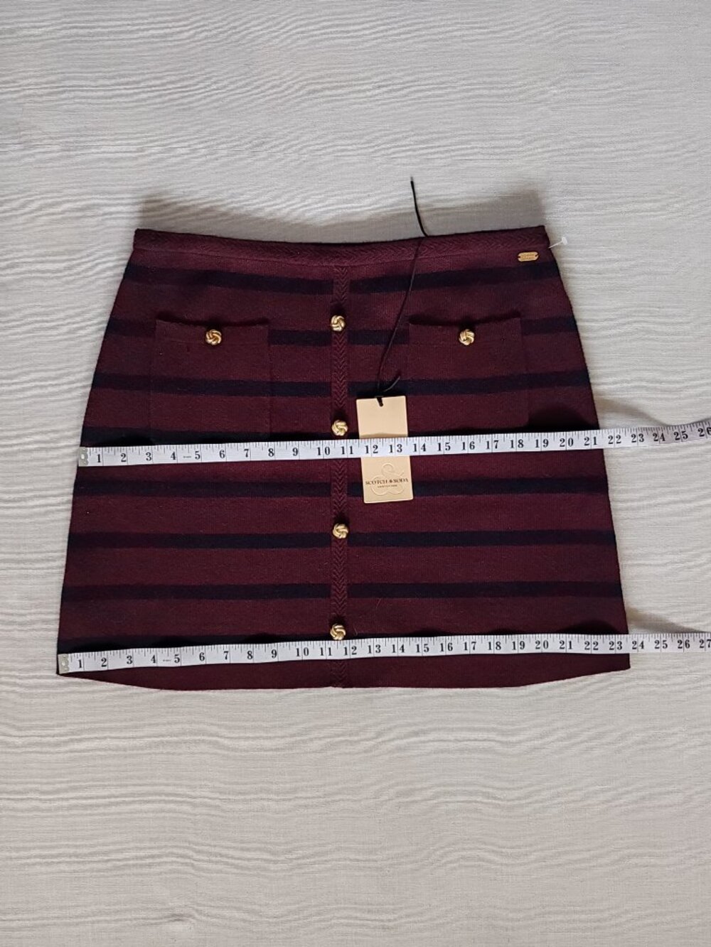Scotch & Soda NWT Striped Knit Mini Skirt with Gold Buttons - XL - Picture 12 of 15